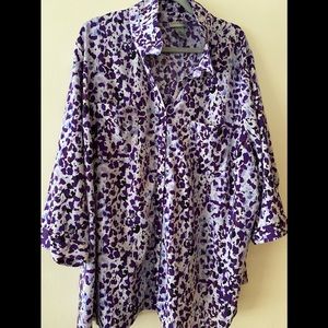Arty purple brown 3/4” sleeve blouse